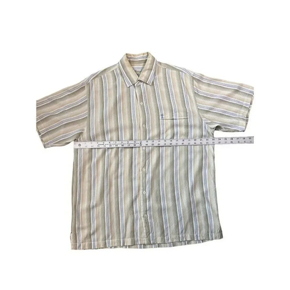 Tommy Bahama Short Sleeve Shirt Sage Green Striped Button Up Size Large - Picture 5 of 7